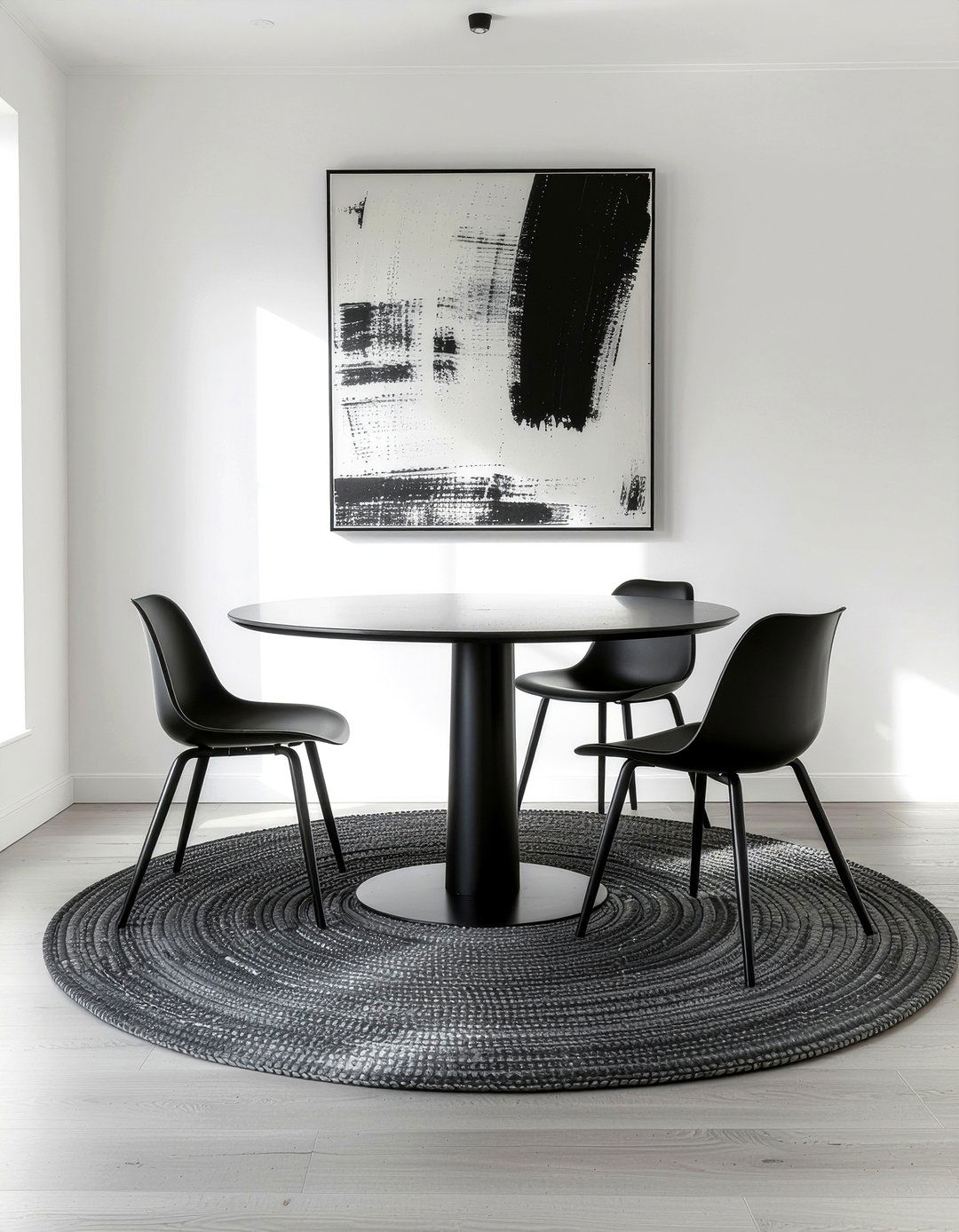 Minimalist round rug dining room - 30 round rug dining room ideas