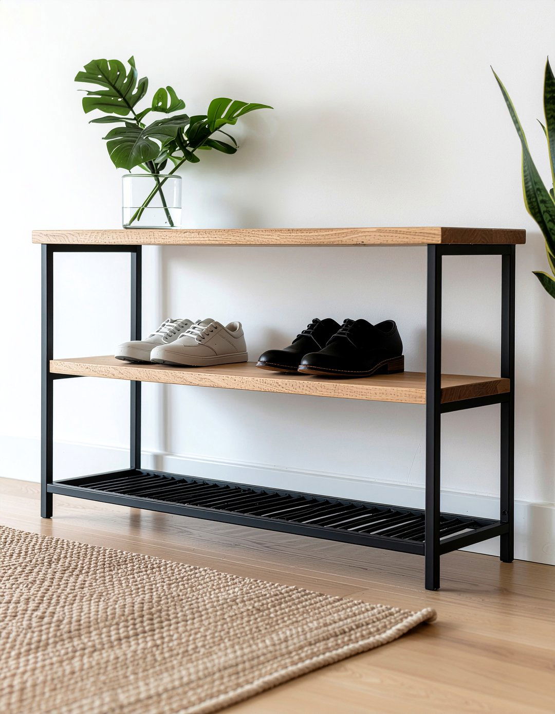 Minimalist shoe bench - 30 entryway shoe storage ideas