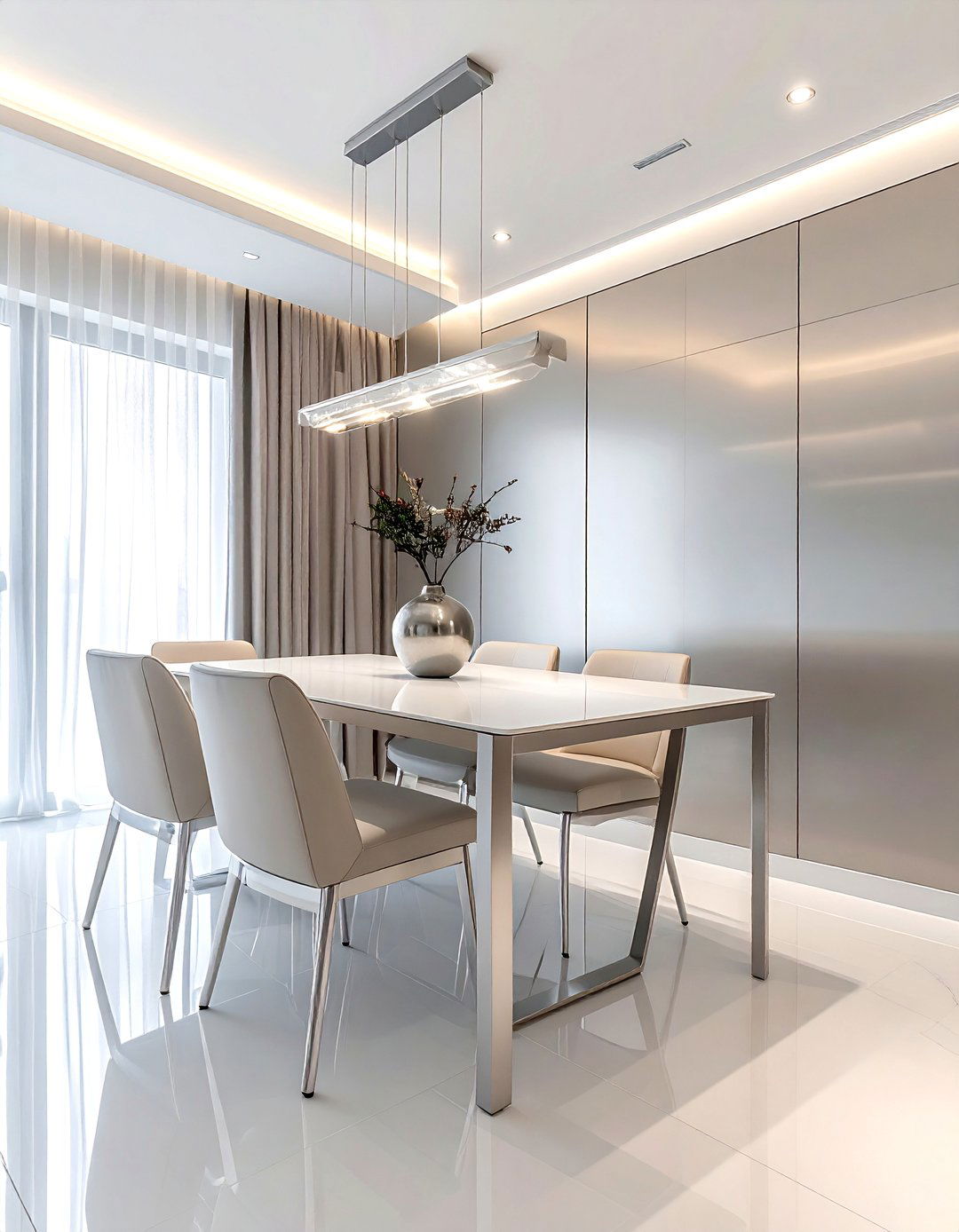 Minimalist silver dining room - 30 silver accent dining room ideas