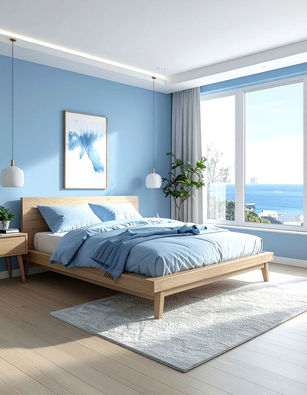 Minimalist sky blue bedroom - 30 sky blue bedroom ideas