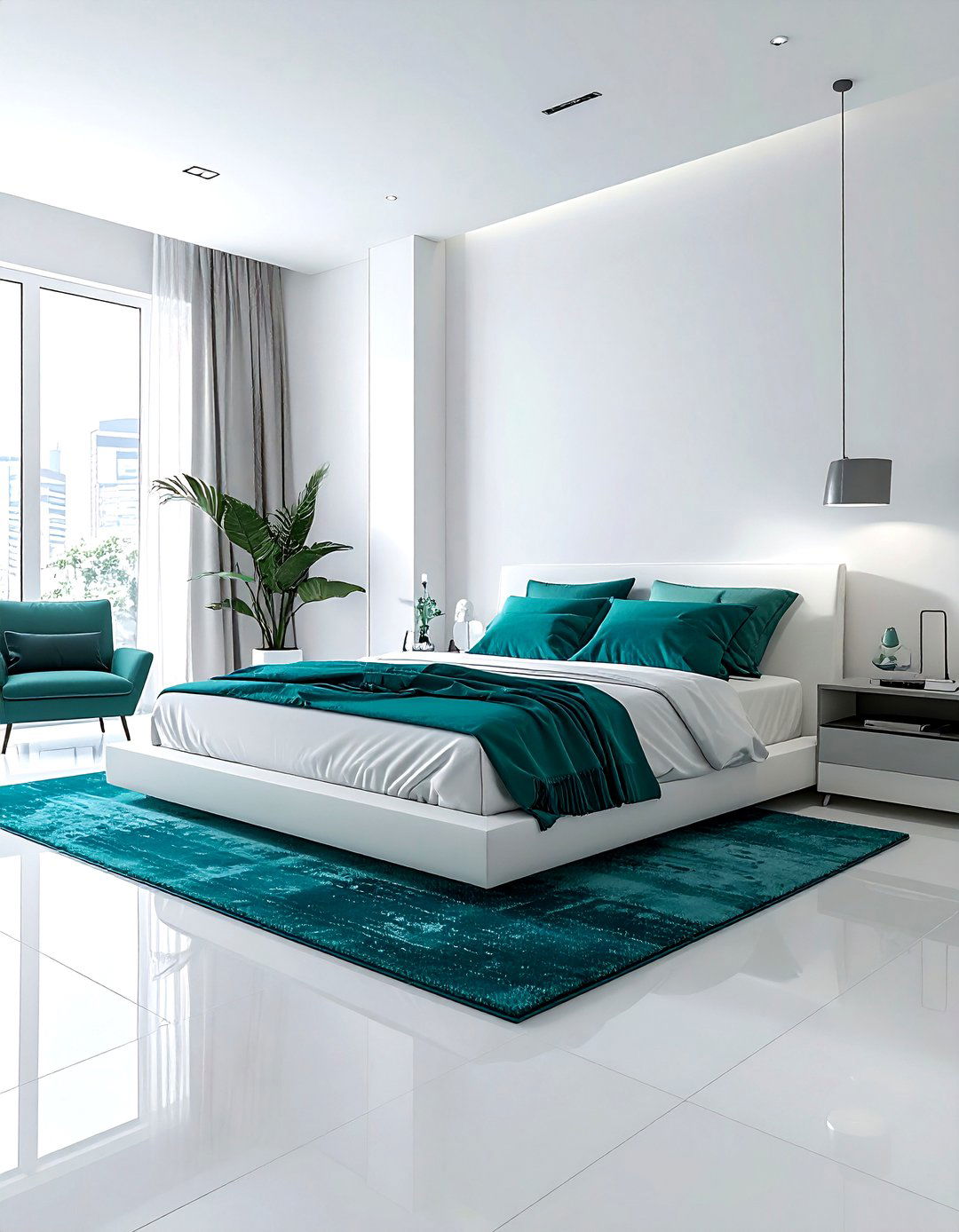 Minimalist teal bedroom - 30 contemporary teal bedroom ideas