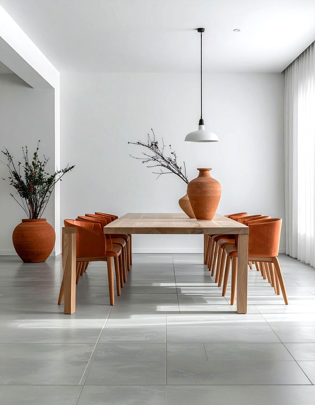 Minimalist terracotta dining - 30 terracotta dining room ideas
