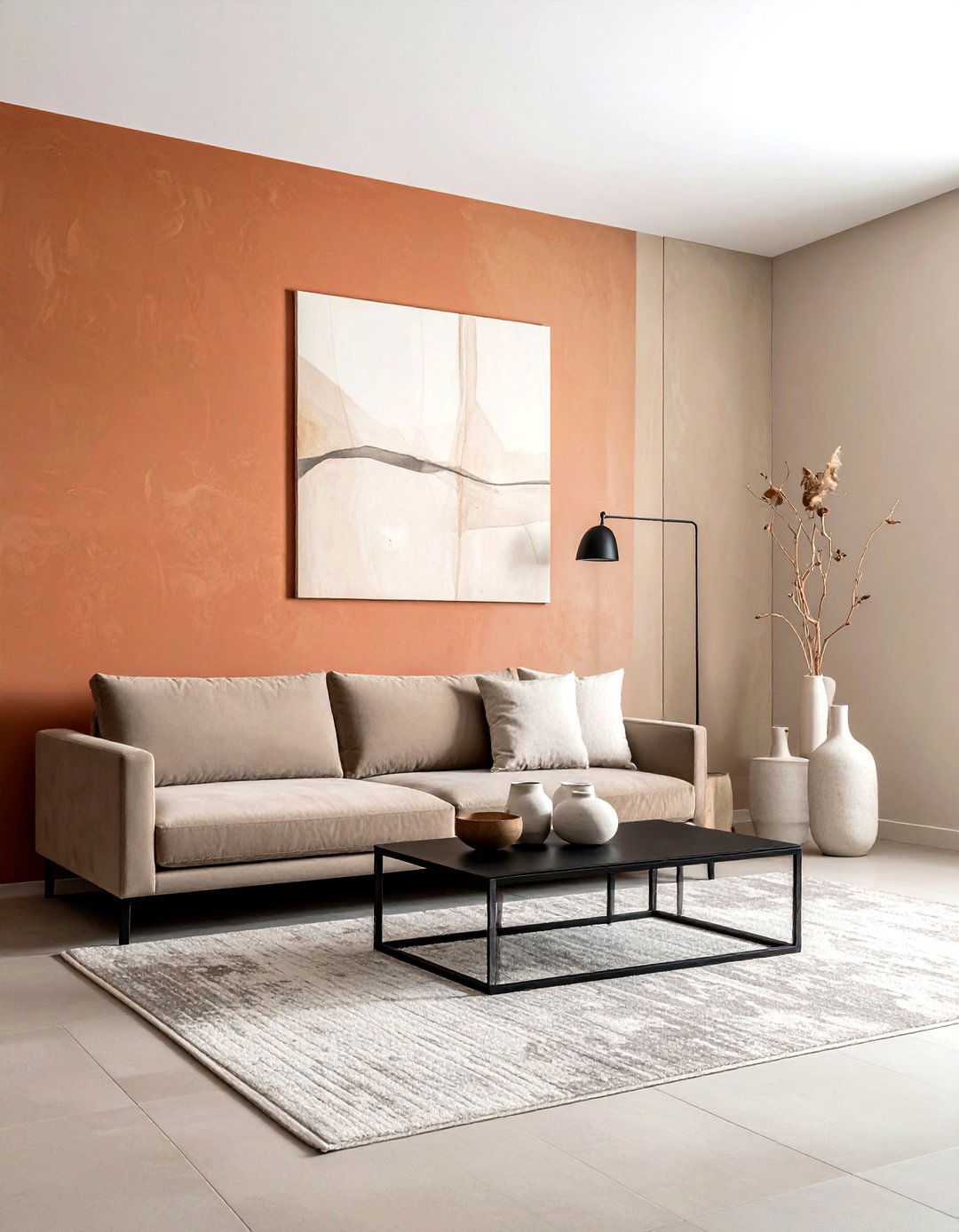 Minimalist terracotta living room - 30 living room terracotta walls