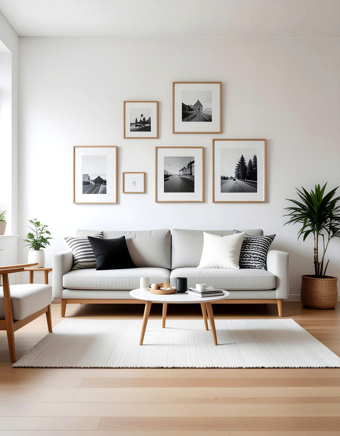 Minimalist thin frames - 30 living room photo displays