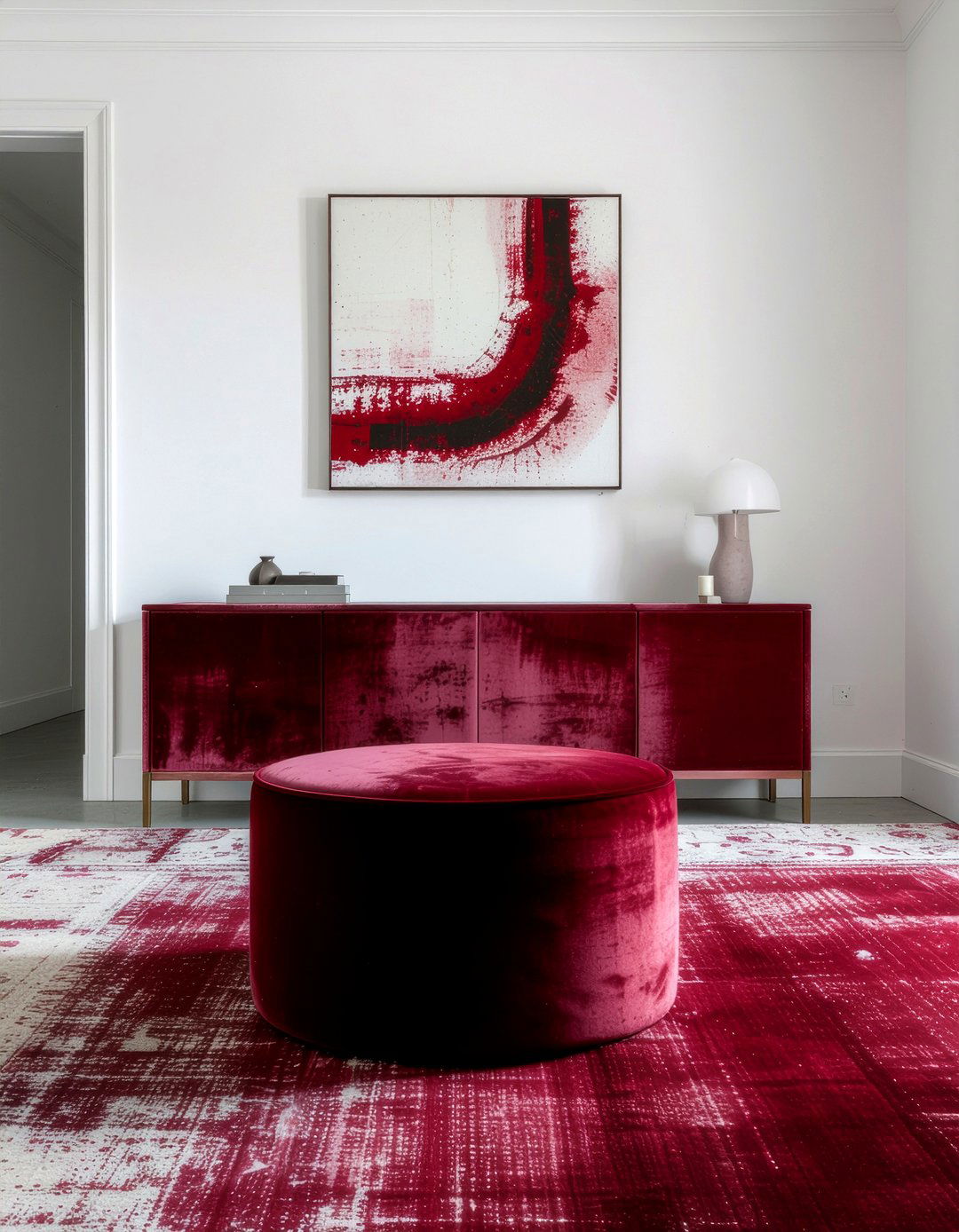 Minimalist velvet ottoman - 30 living room velvet ottoman ideas