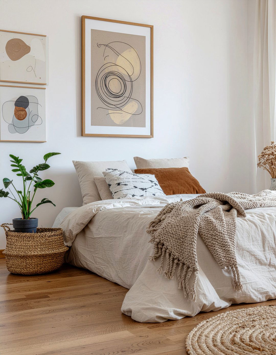 Minimalist wall art - 30 serene bedroom ideas