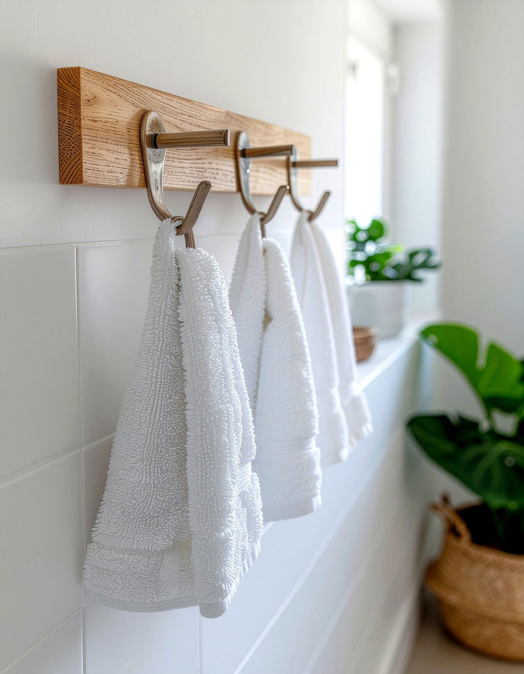 Minimalist wall pegs - 30 bathroom towel ideas