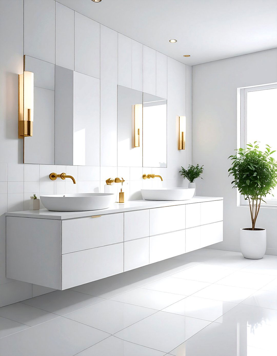 Minimalist white bathroom gold hardware - 30 gold and white bathroom ideas
