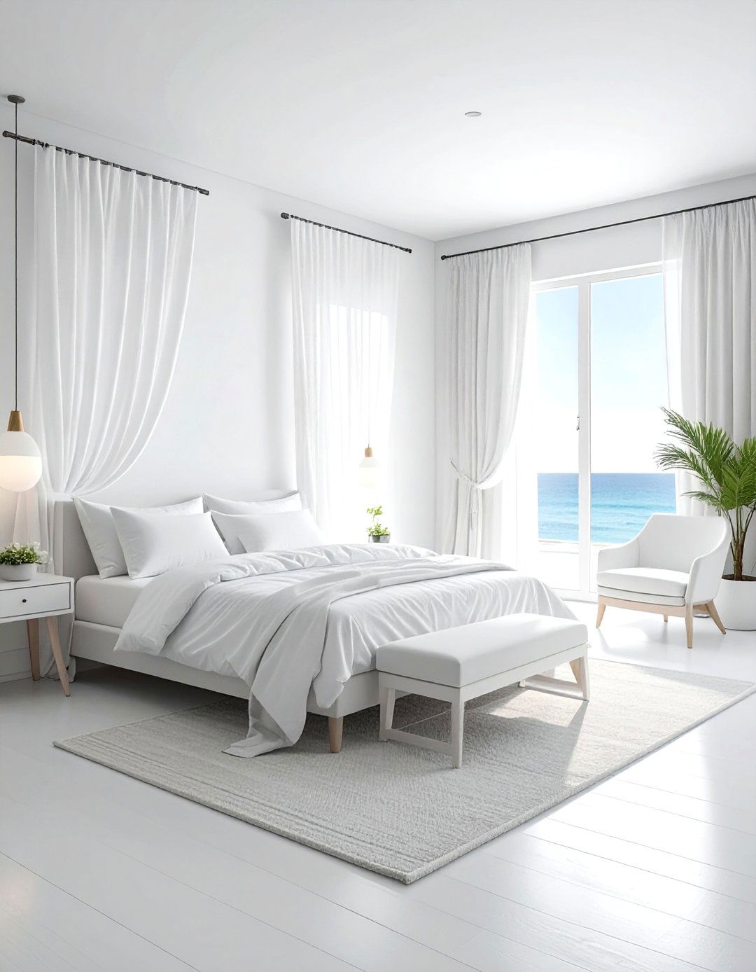 Minimalist white beach house bedroom - 30 coastal white bedroom ideas