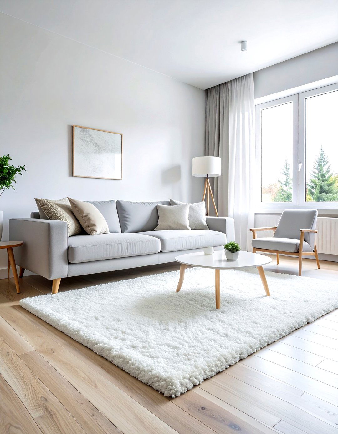 Minimalist white carpet - 30 living room carpet ideas