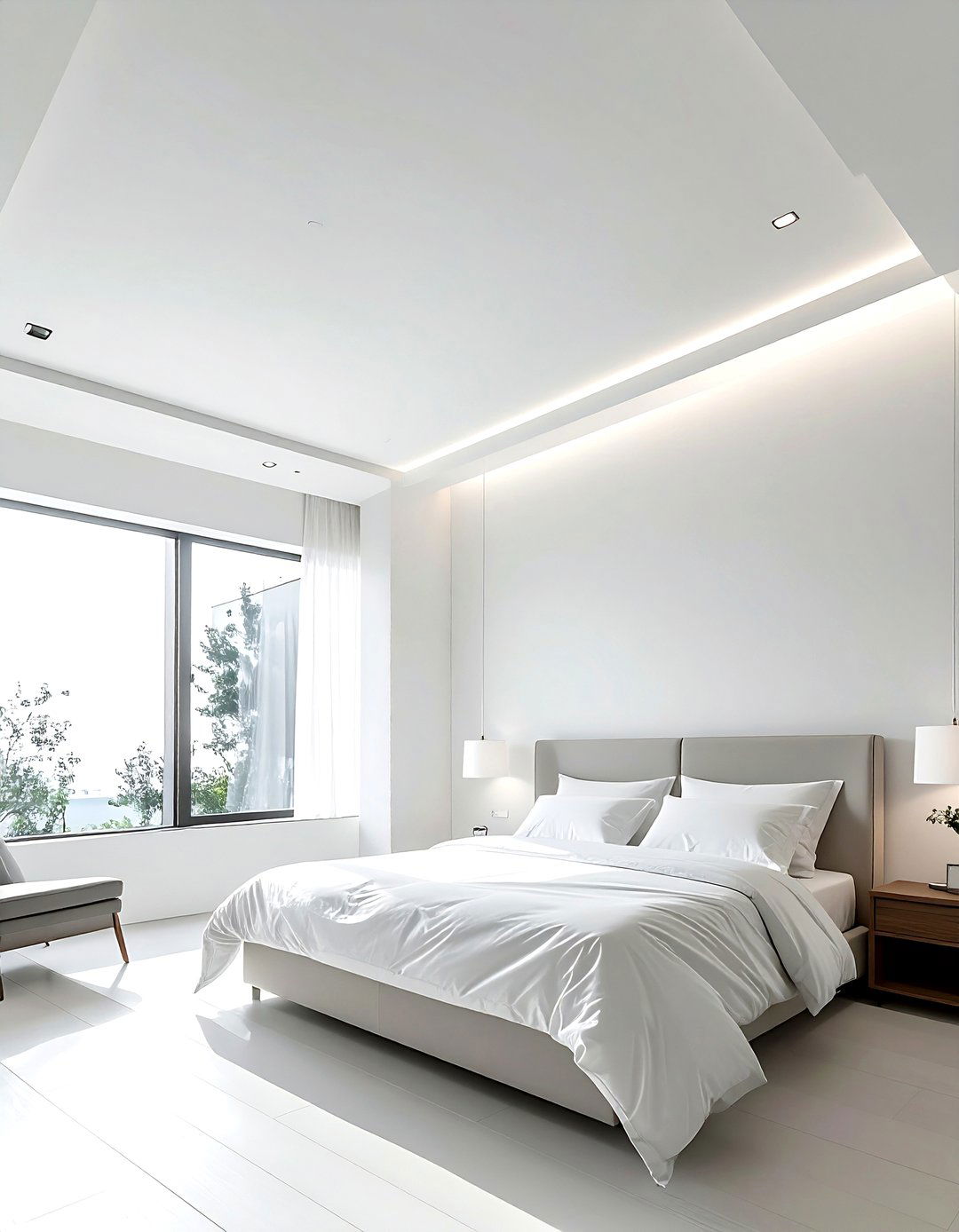 Minimalist white ceiling - 30 bedroom ceiling design ideas