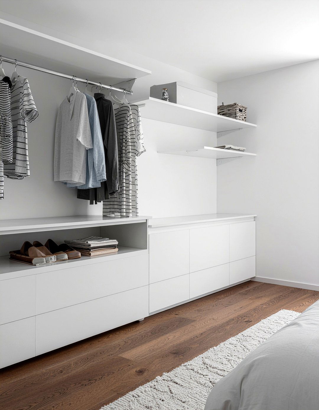 Minimalist white closet - 30 bedroom reach-in closet ideas