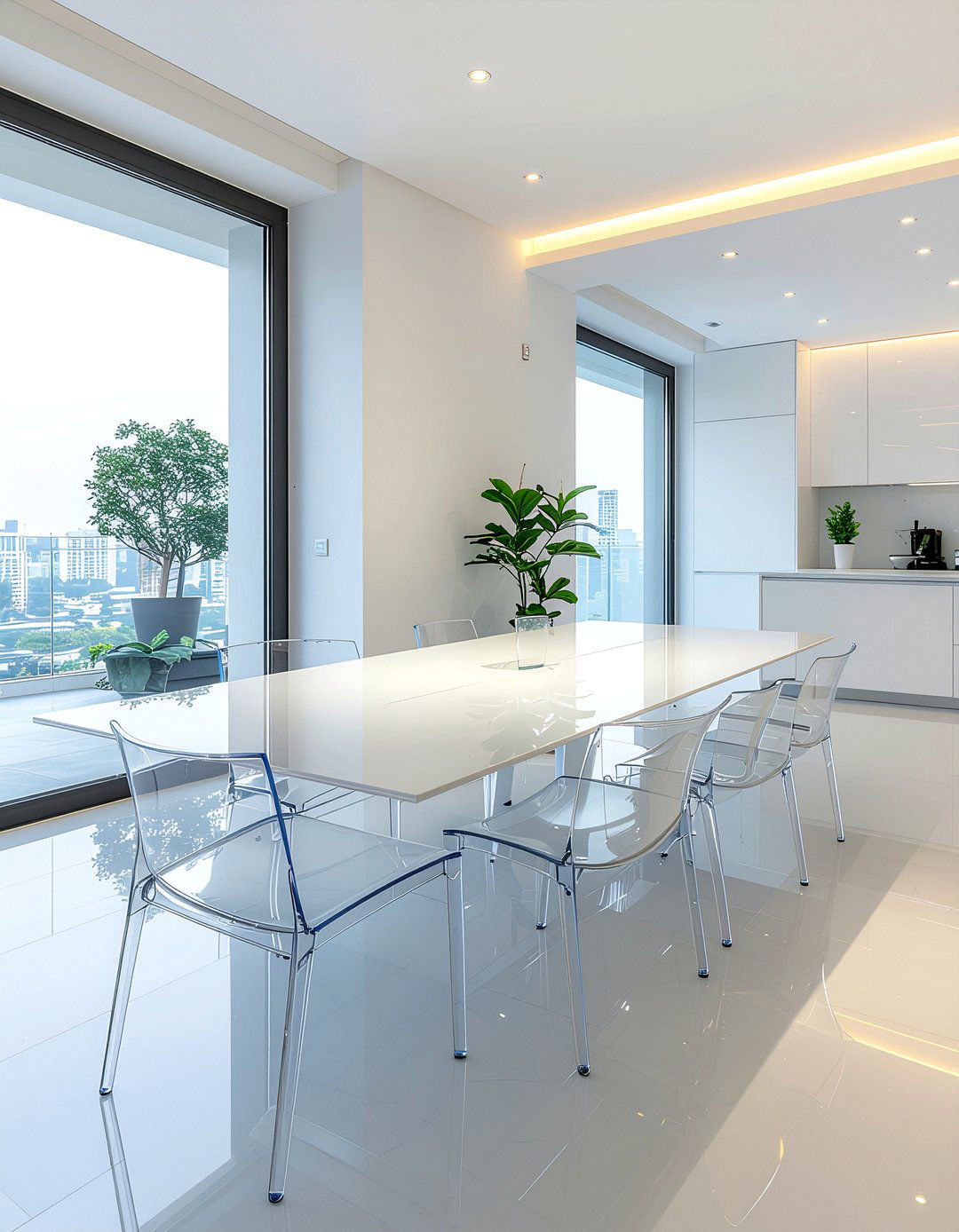 Minimalist white extendable dining table - 30 expandable dining room ideas