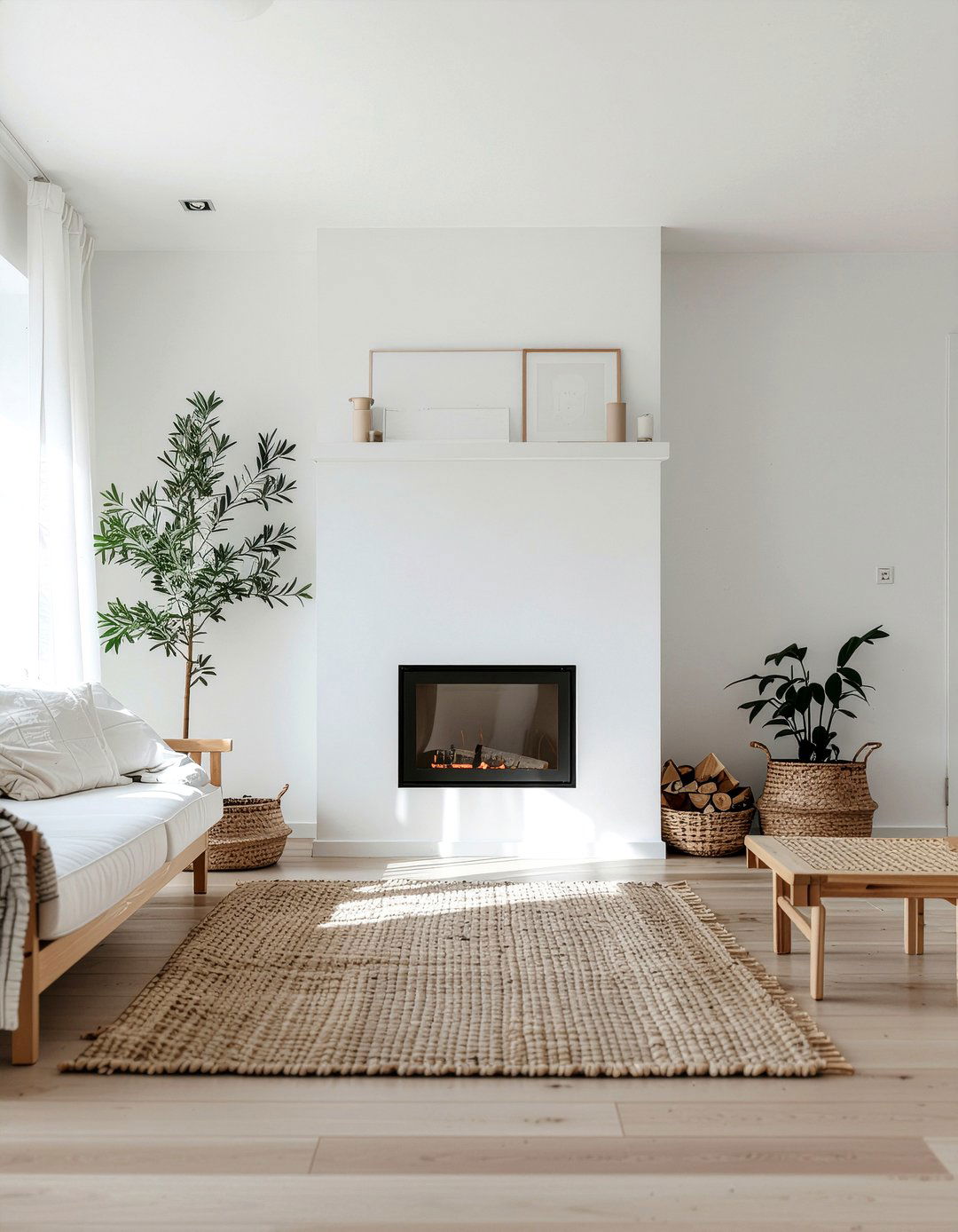 Minimalist white fireplace - 30 living room modern fireplace ideas