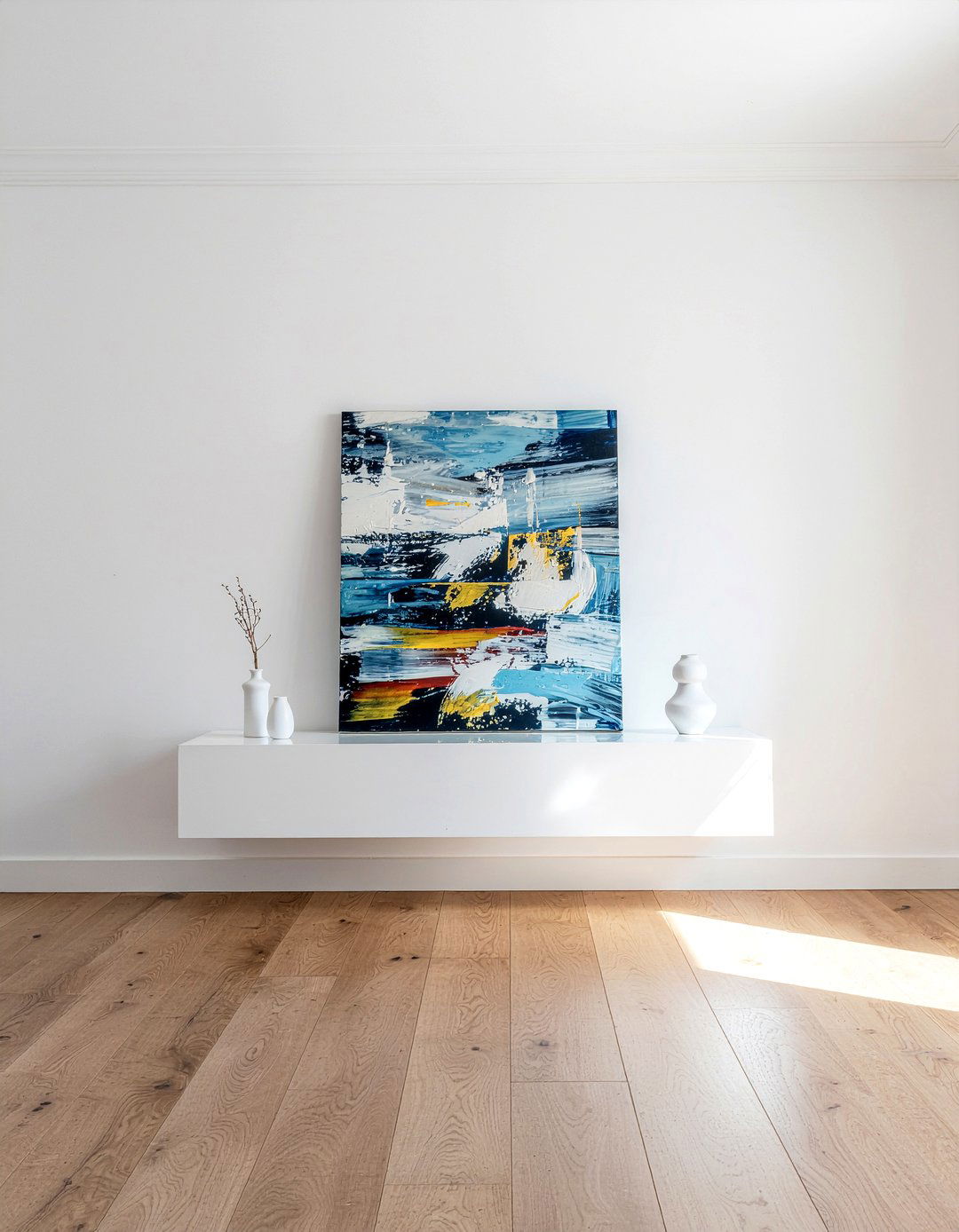 Minimalist white floating ledge - 30 bedroom ledge shelves