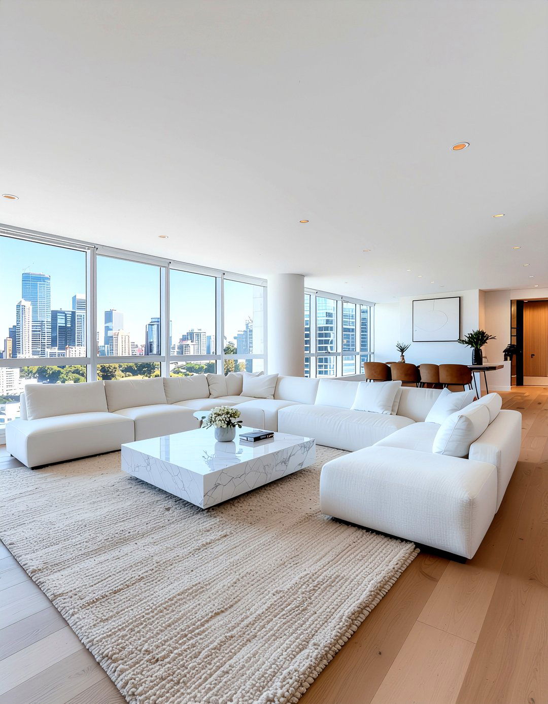 Minimalist white living room - 30 double height living room ideas