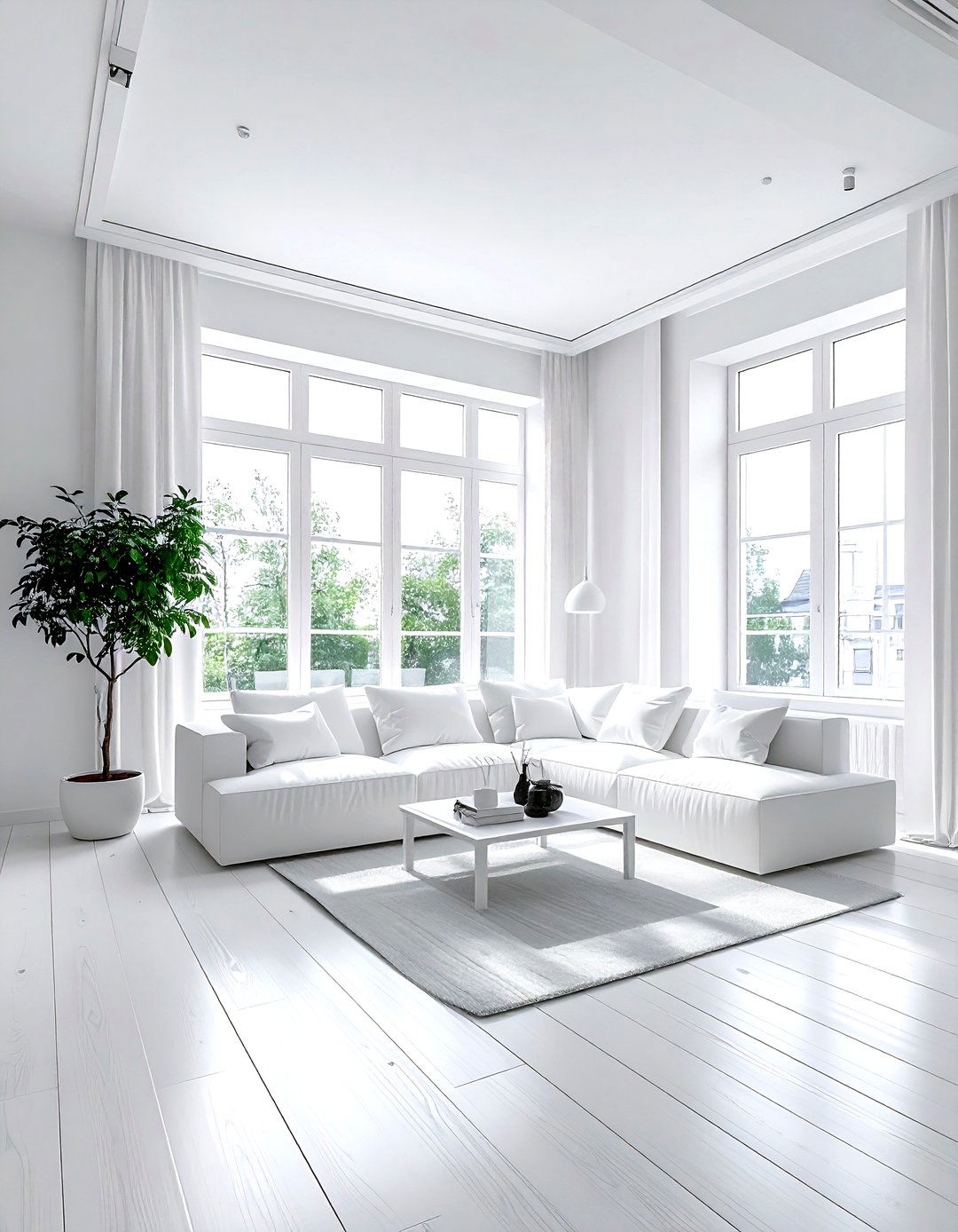 Minimalist white living room - 30 monochromatic living room ideas