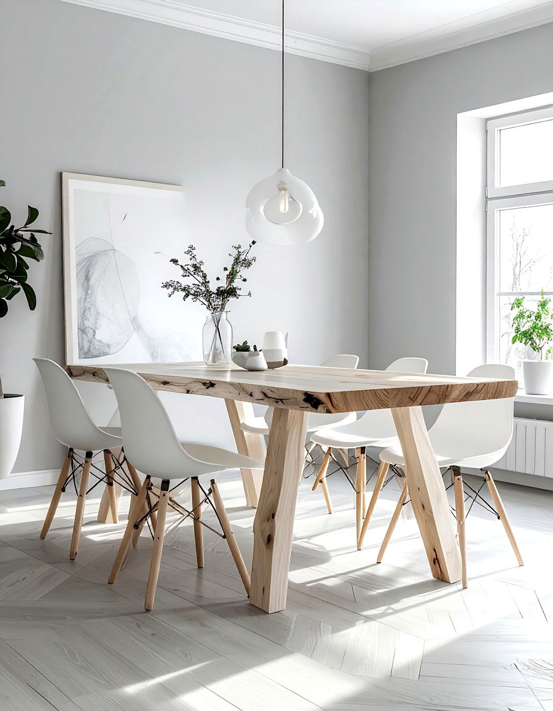 Minimalist white oak table - 30 live edge dining table ideas