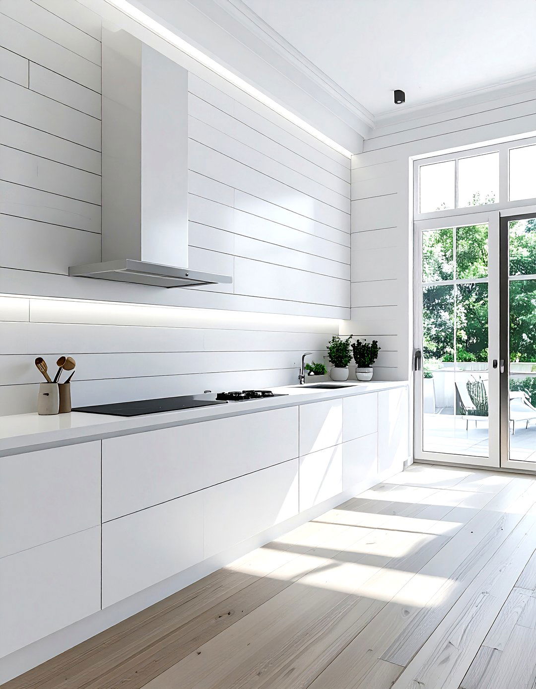 Minimalist white shiplap - 30 kitchen shiplap ideas
