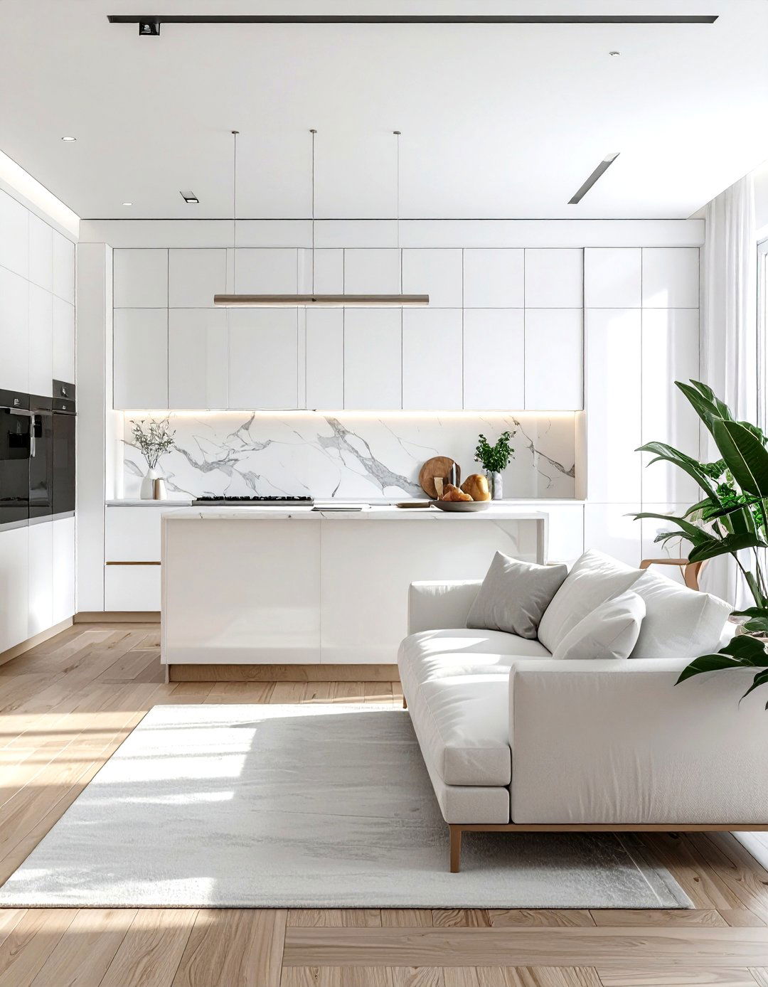 Minimalist white space - 30 living room kitchen combo ideas