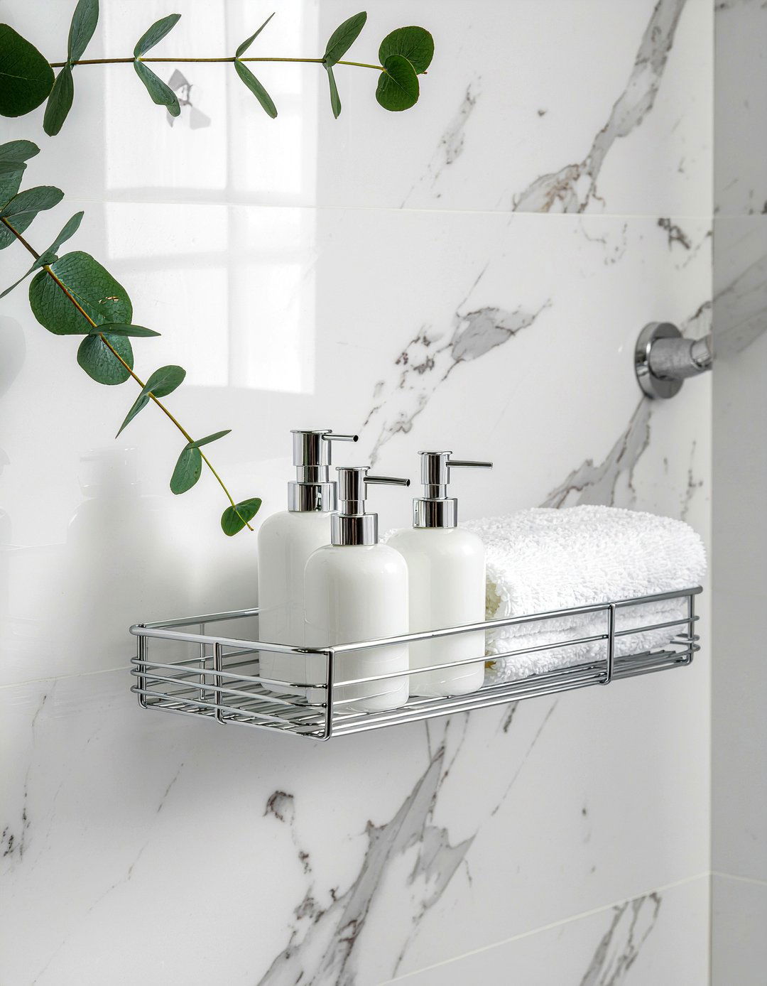 Minimalist wire shower rack - 30 bathroom caddy ideas