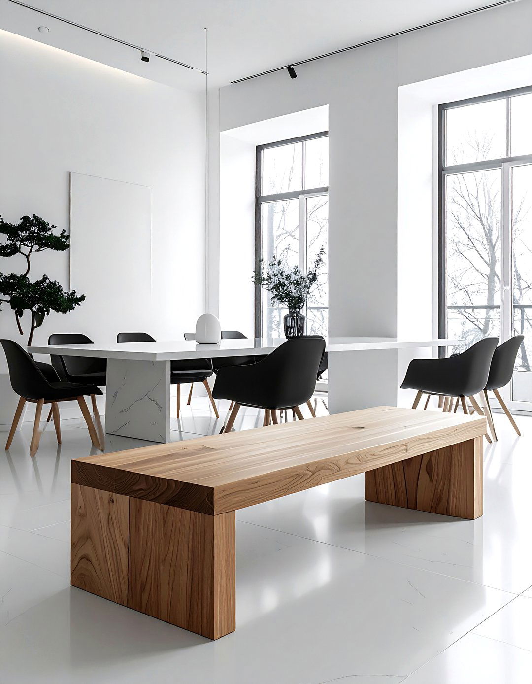 Minimalist wood bench - 30 built-in banquette kitchen ideas