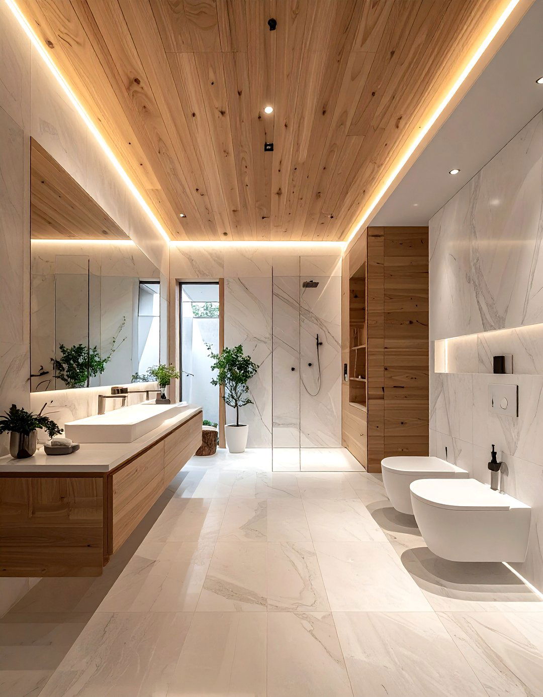 Minimalist wood ceiling bathroom - 30 wood ceiling bathroom ideas
