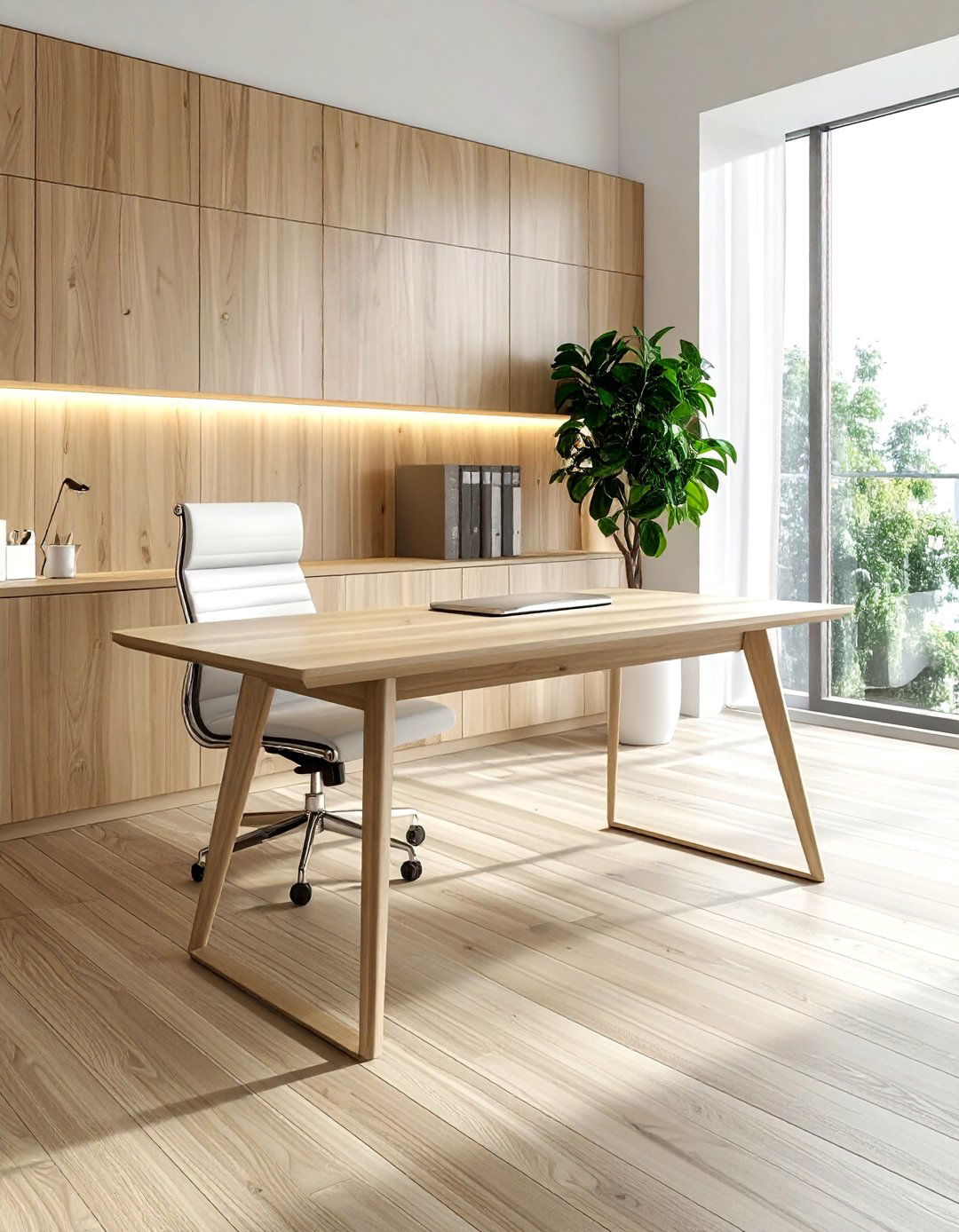 Minimalist wood desk - 30 light wood decor ideas