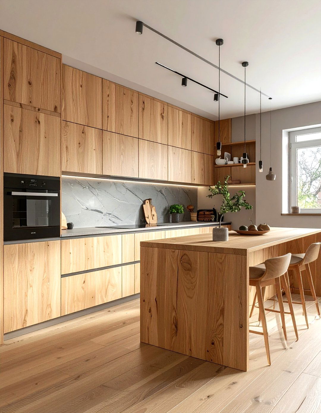Minimalist wood kitchen - 30 natural wood kitchen cabinet ideas