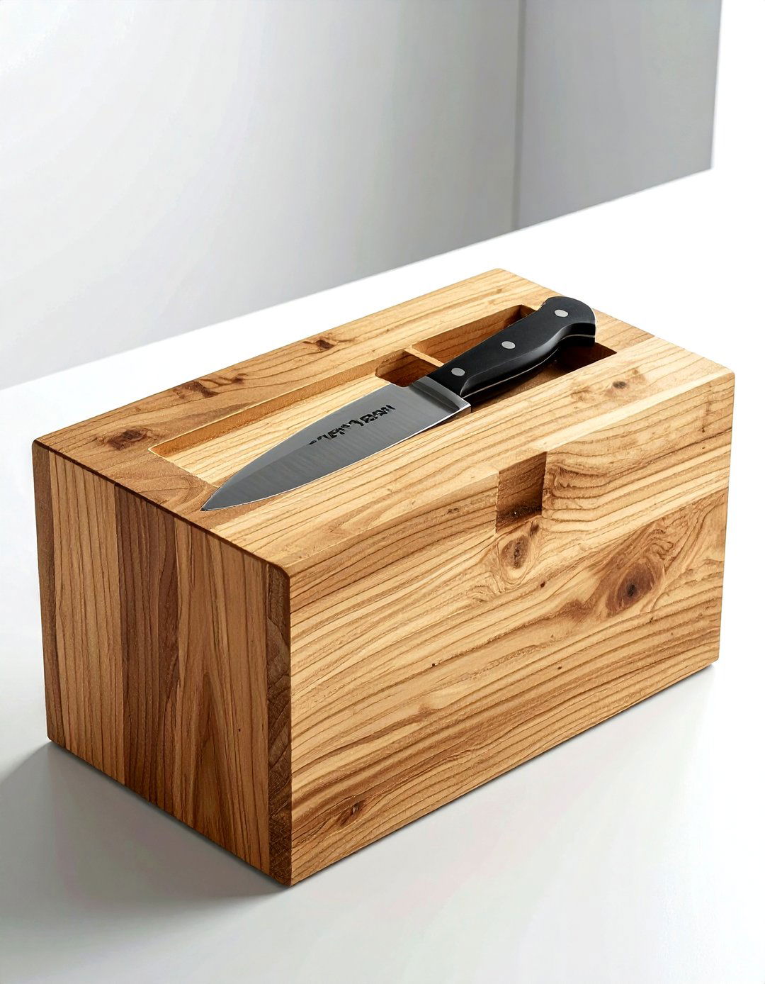 Minimalist wood knife block - 30 knife block kitchen ideas