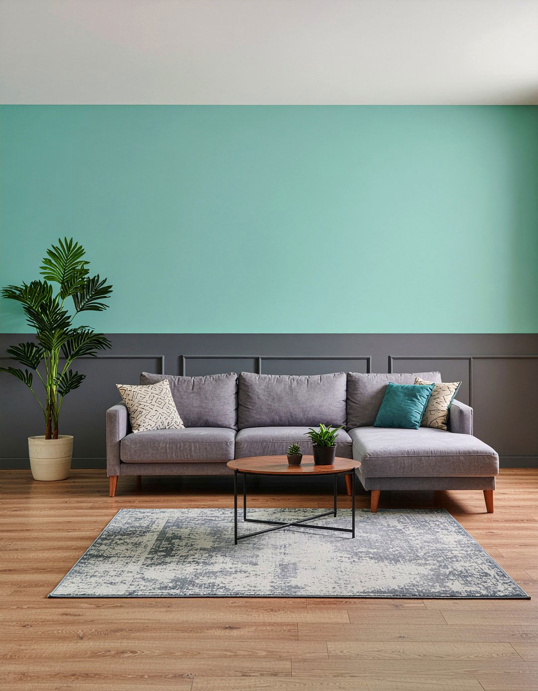 Mint Green And Dark Gray Living Room Wall - 30 living room two tone walls
