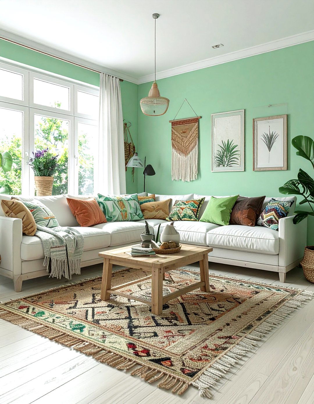 Mint Green Bohemian Living Room - 30 bohemian green living room ideas