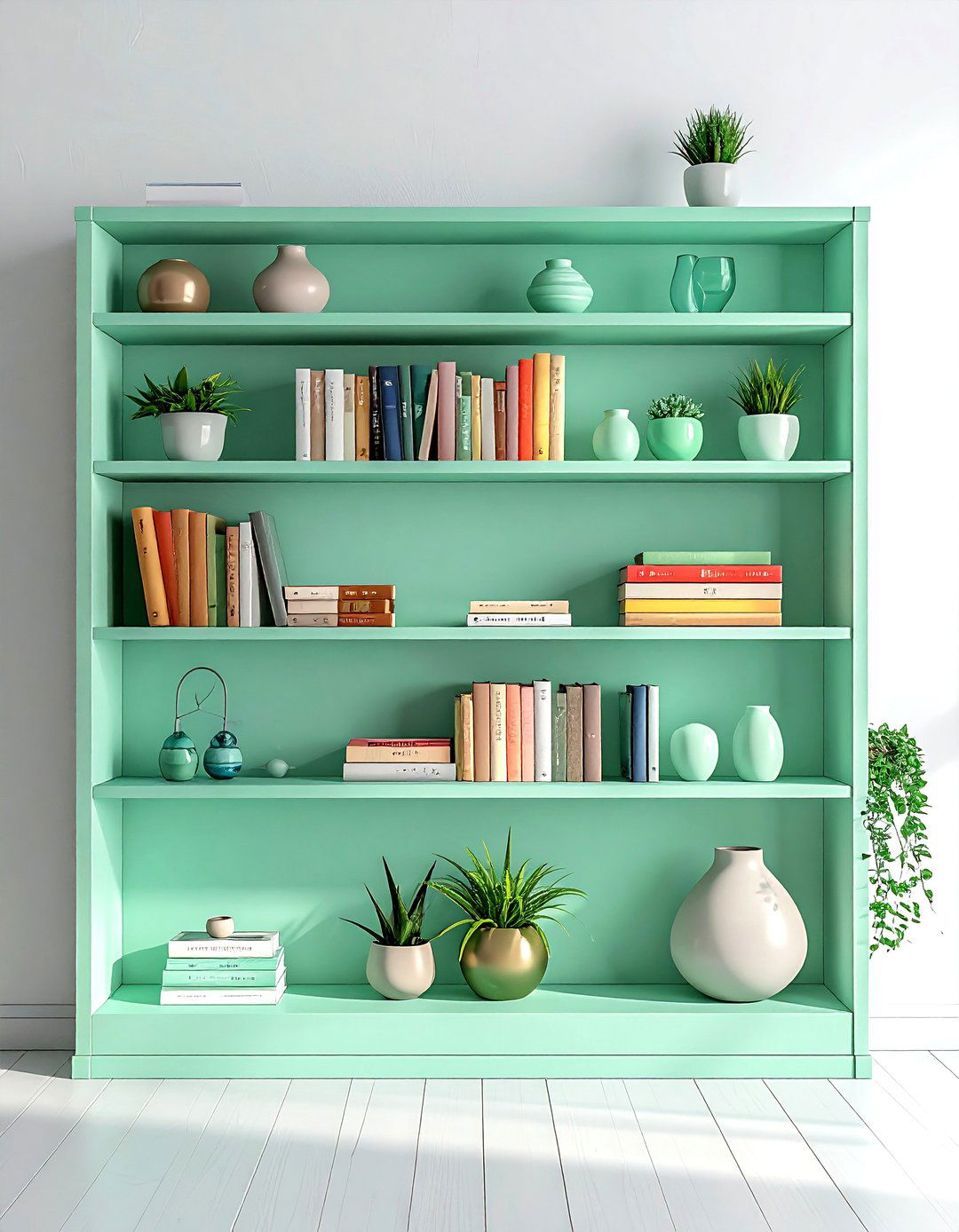 Mint Green Bookshelf - 30 mint decor ideas