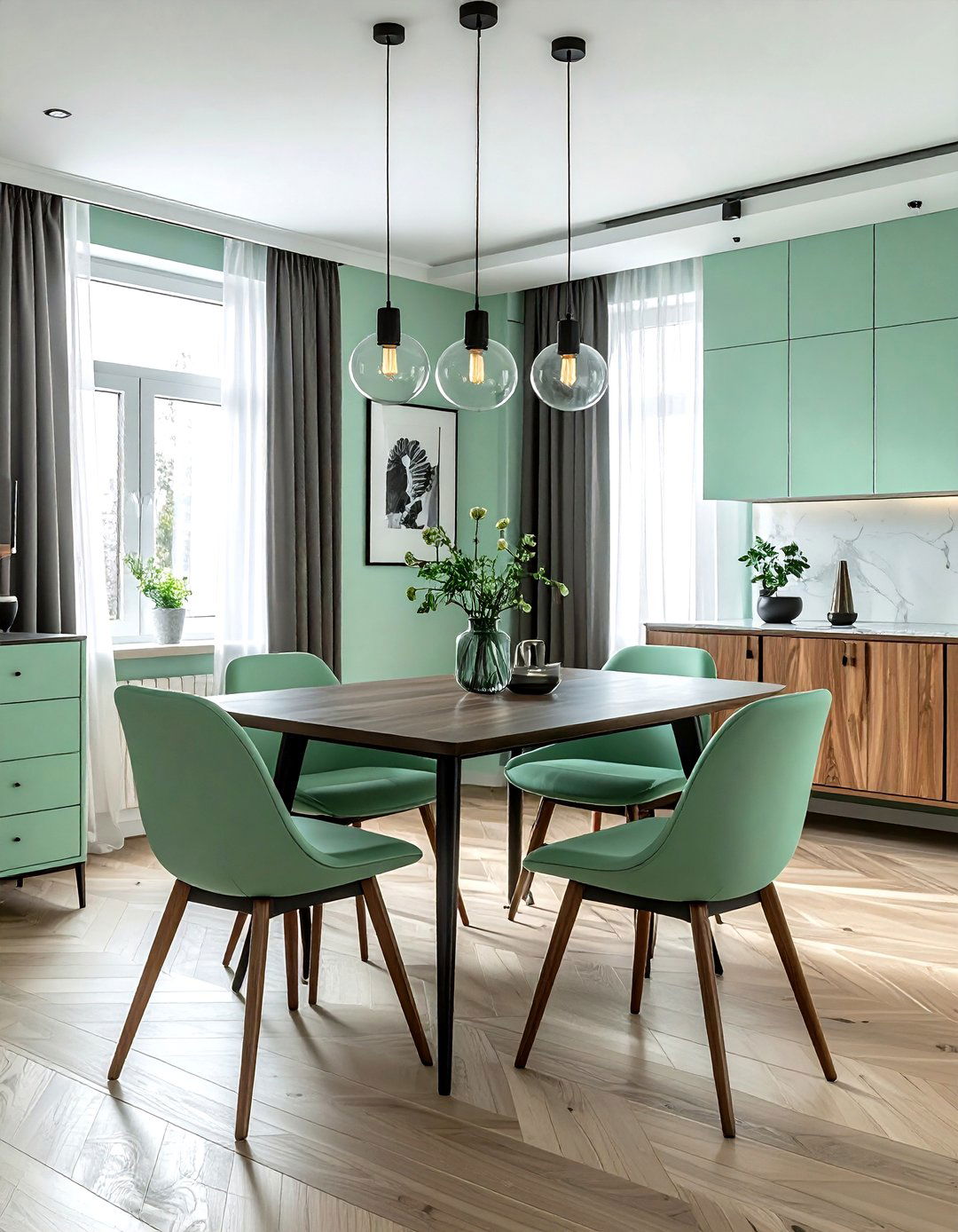 Mint Green Dining Room - 30 pastel dining room ideas