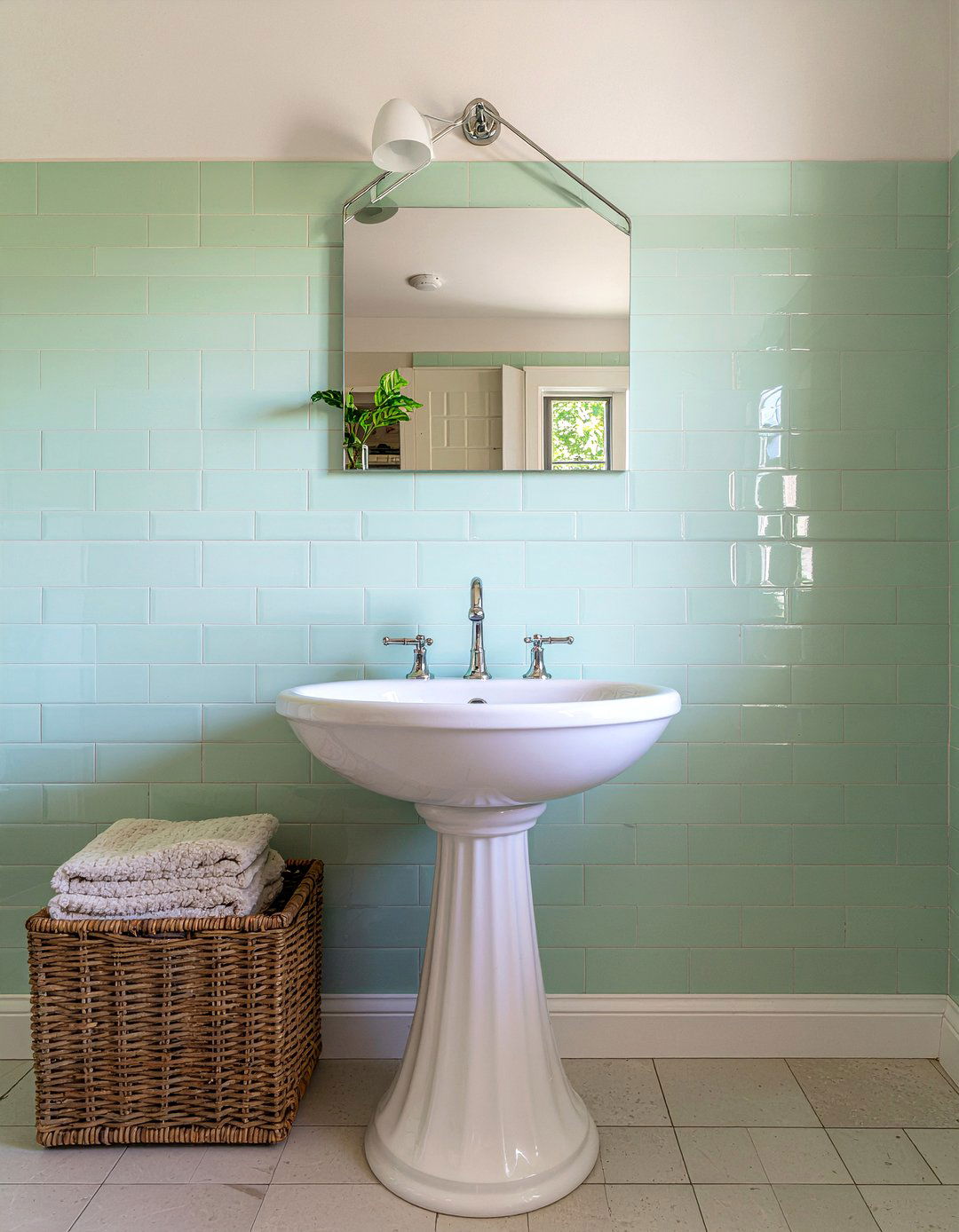 Mint Green Large Subway Tile - 30 large subway tile bathroom ideas