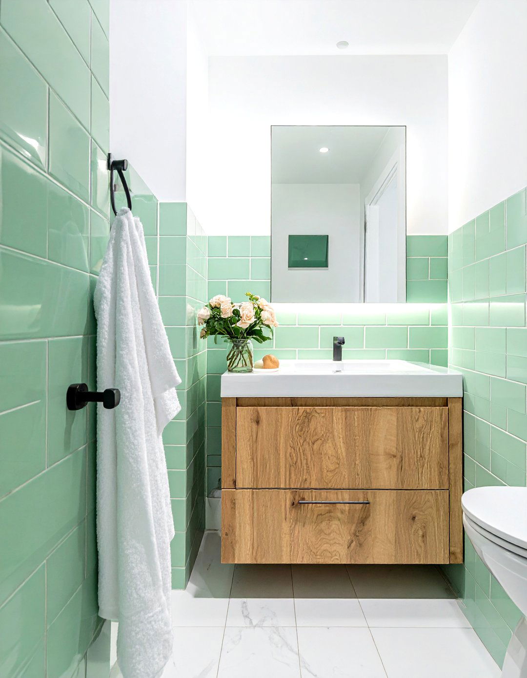 Mint Green Subway Tile - 30 vertical subway tile bathroom ideas