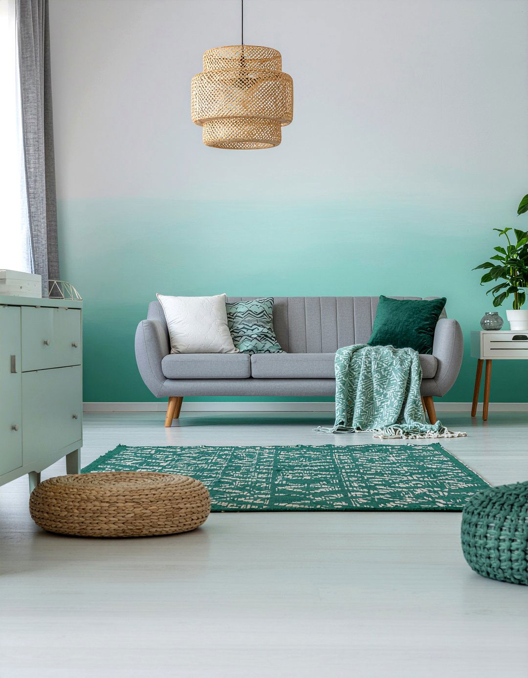 Mint Ombre Wall - 30 living room ombre wall ideas