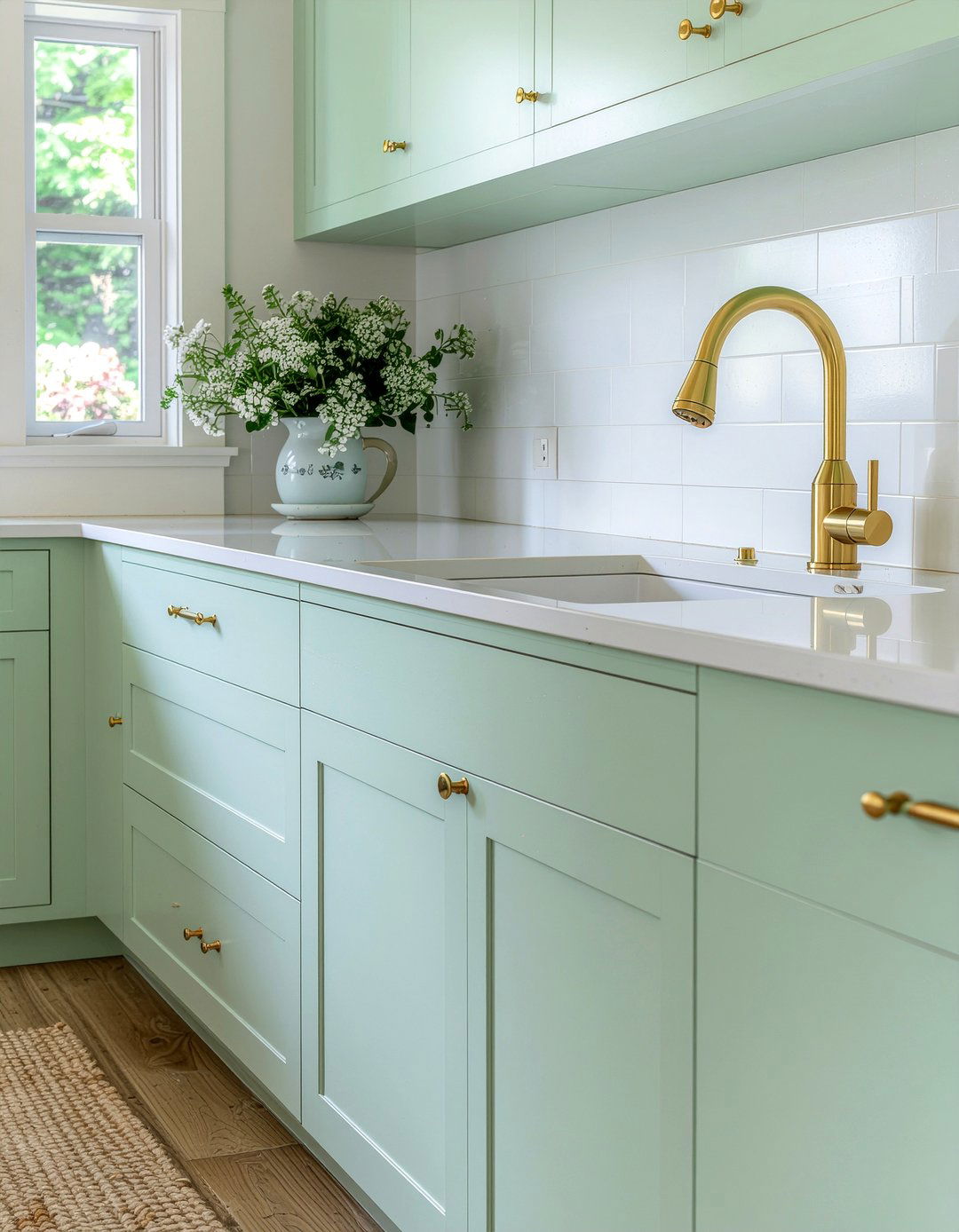 Mint green and gold kitchen hardware - 30 mint green kitchen ideas