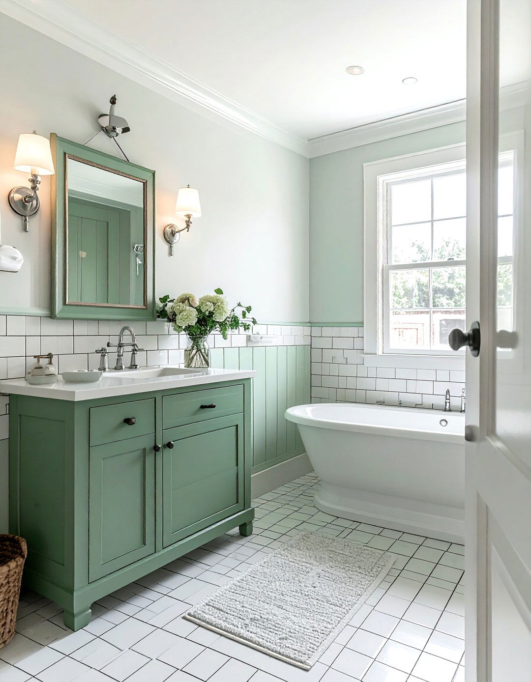 Mint green and white bathroom - 30 two-tone bathroom ideas