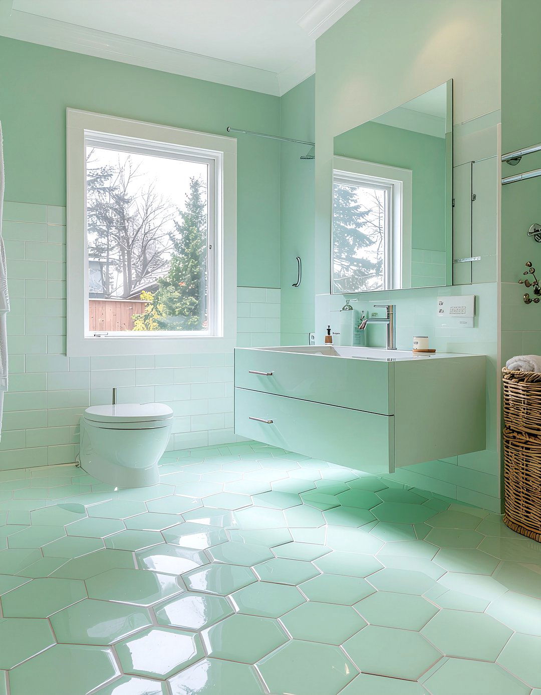 Mint green bathroom floor tile - 30 mint green bathroom ideas