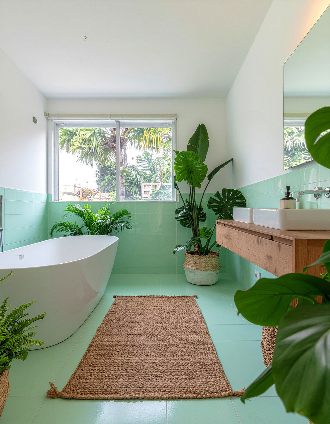 Mint green boho bathroom - 30 mint green bathroom ideas