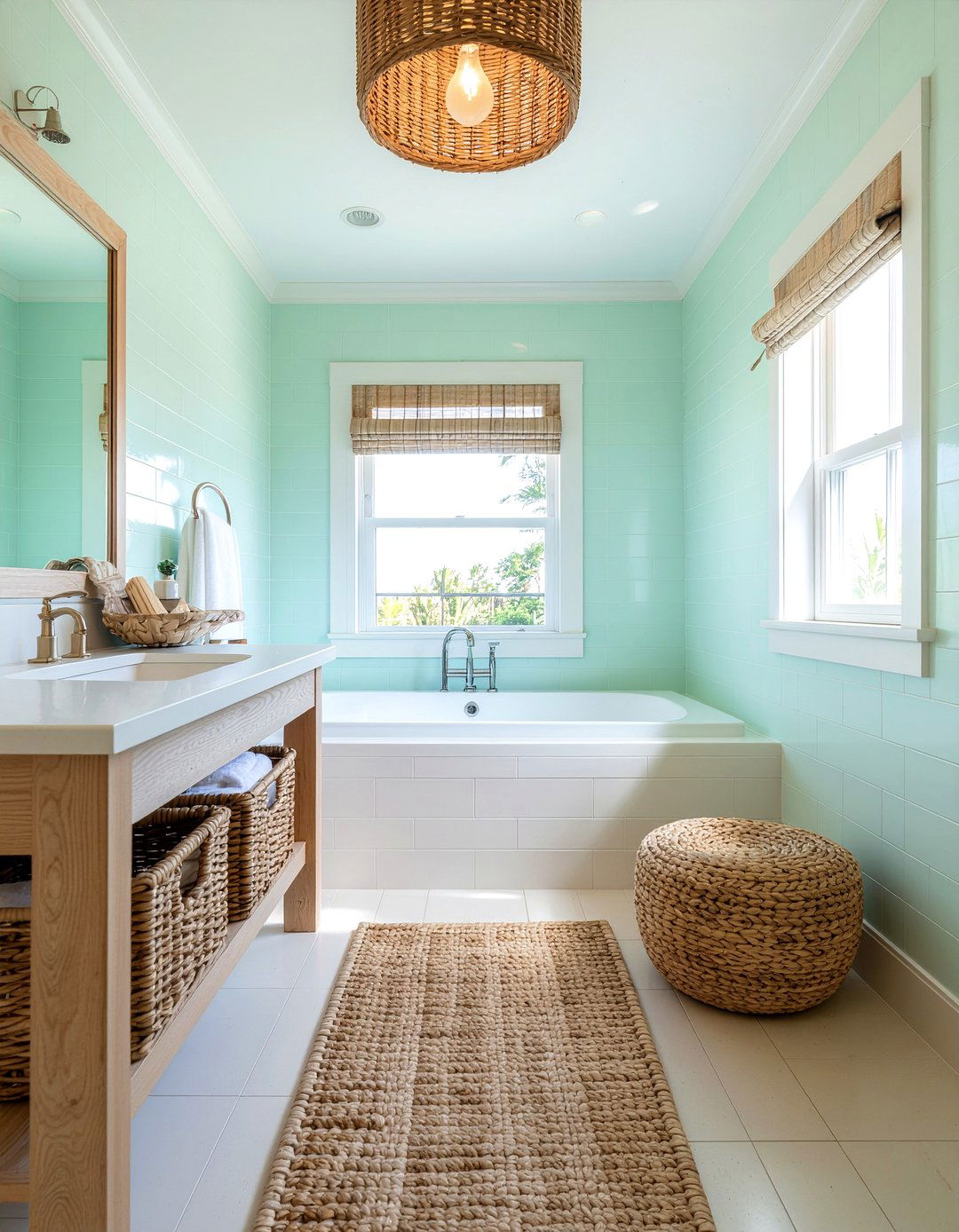 Mint green coastal bathroom - 30 mint green bathroom ideas
