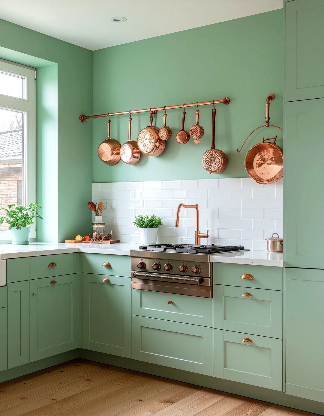Mint green copper accents - 30 mint green kitchen ideas