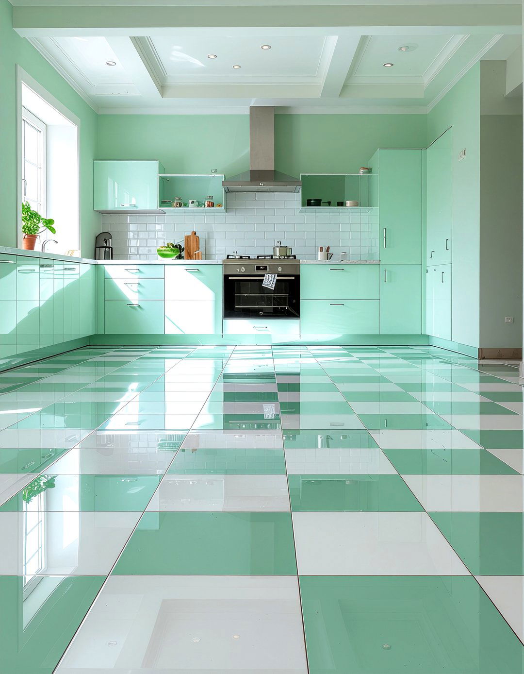Mint green kitchen flooring - 30 mint green kitchen ideas