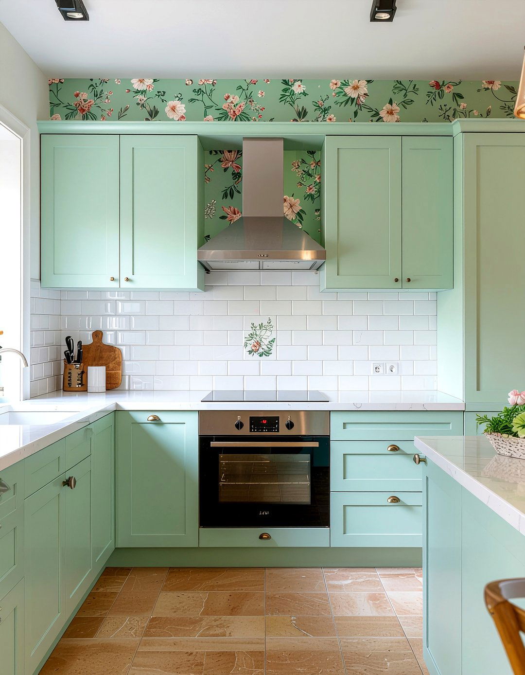 Mint green kitchen wallpaper - 30 mint green kitchen ideas