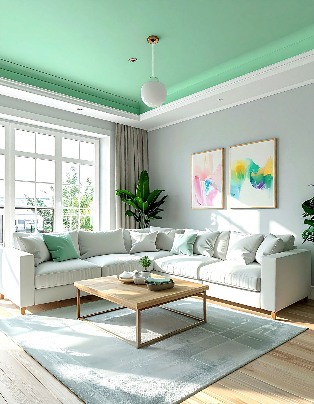 Mint green living room ceiling - 30 living room painted ceiling ideas