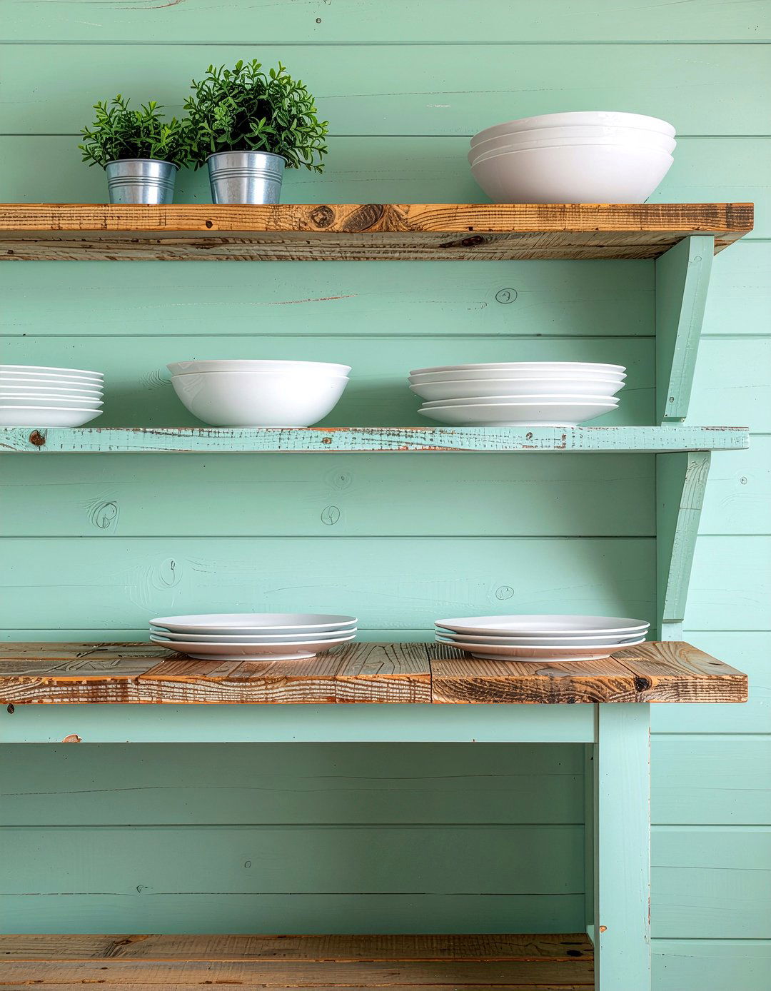 Mint green open shelving - 30 mint green kitchen ideas