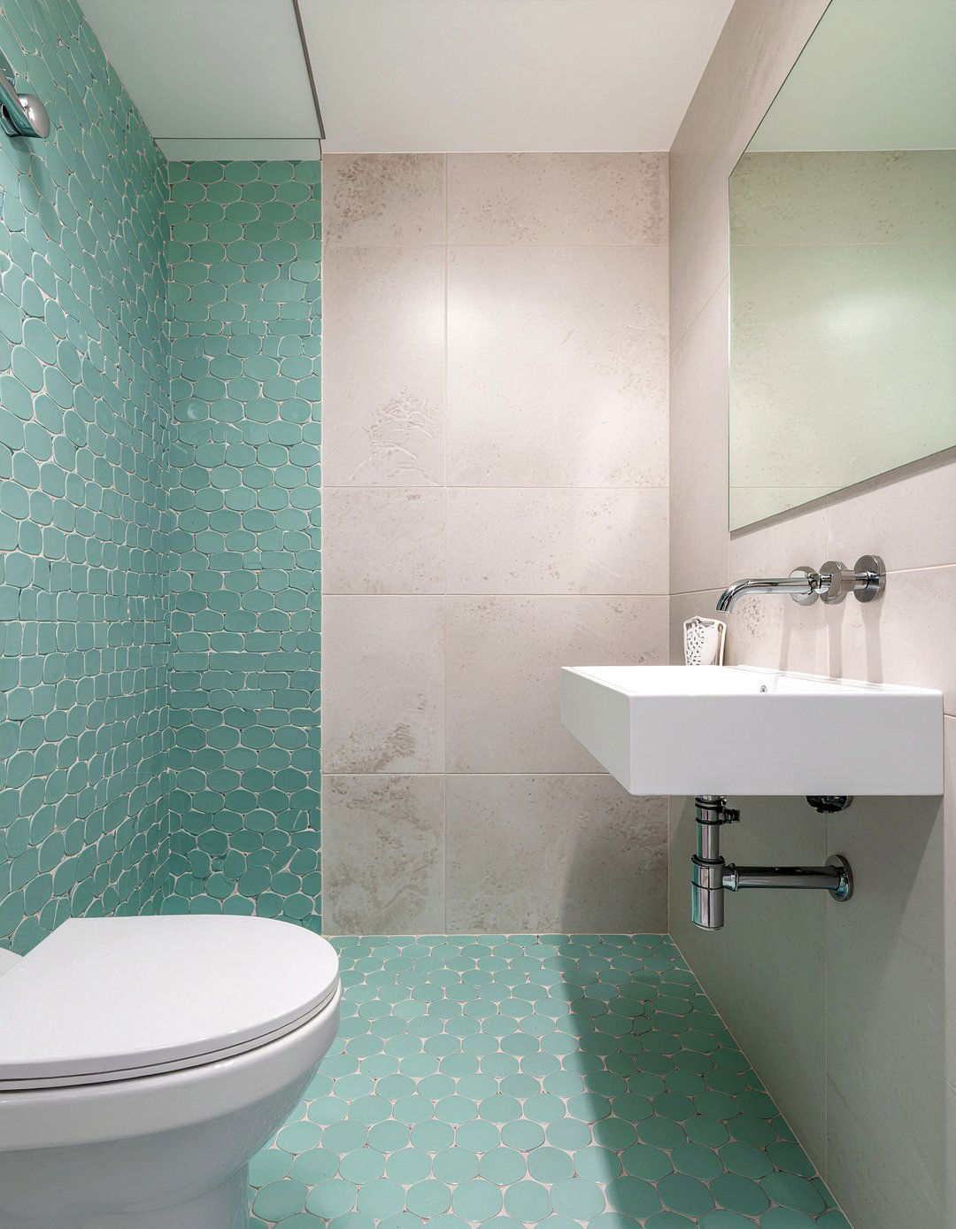 Mint green penny tile bathroom - 30 mint green bathroom ideas