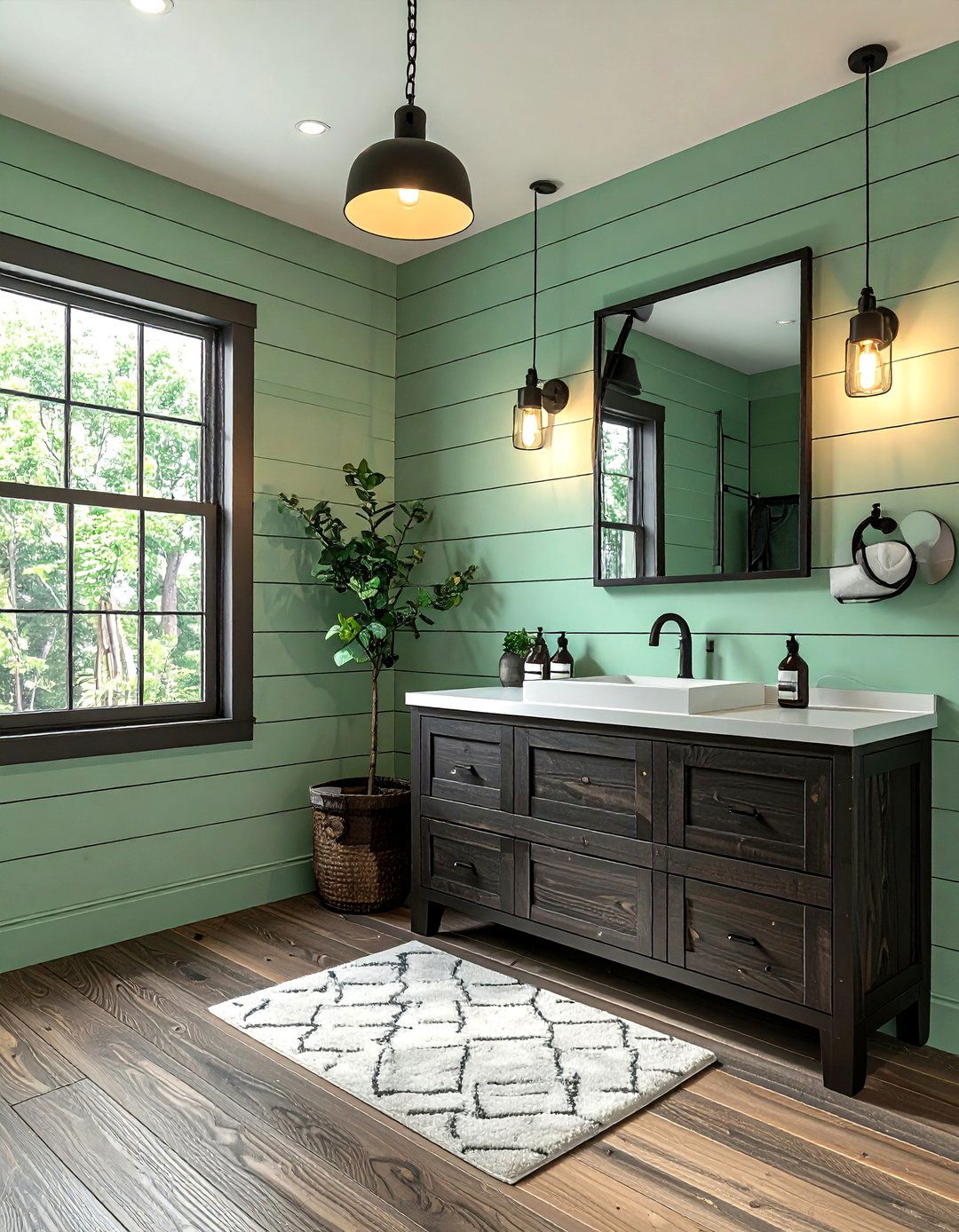Mint green shiplap bathroom - 30 pastel bathroom ideas
