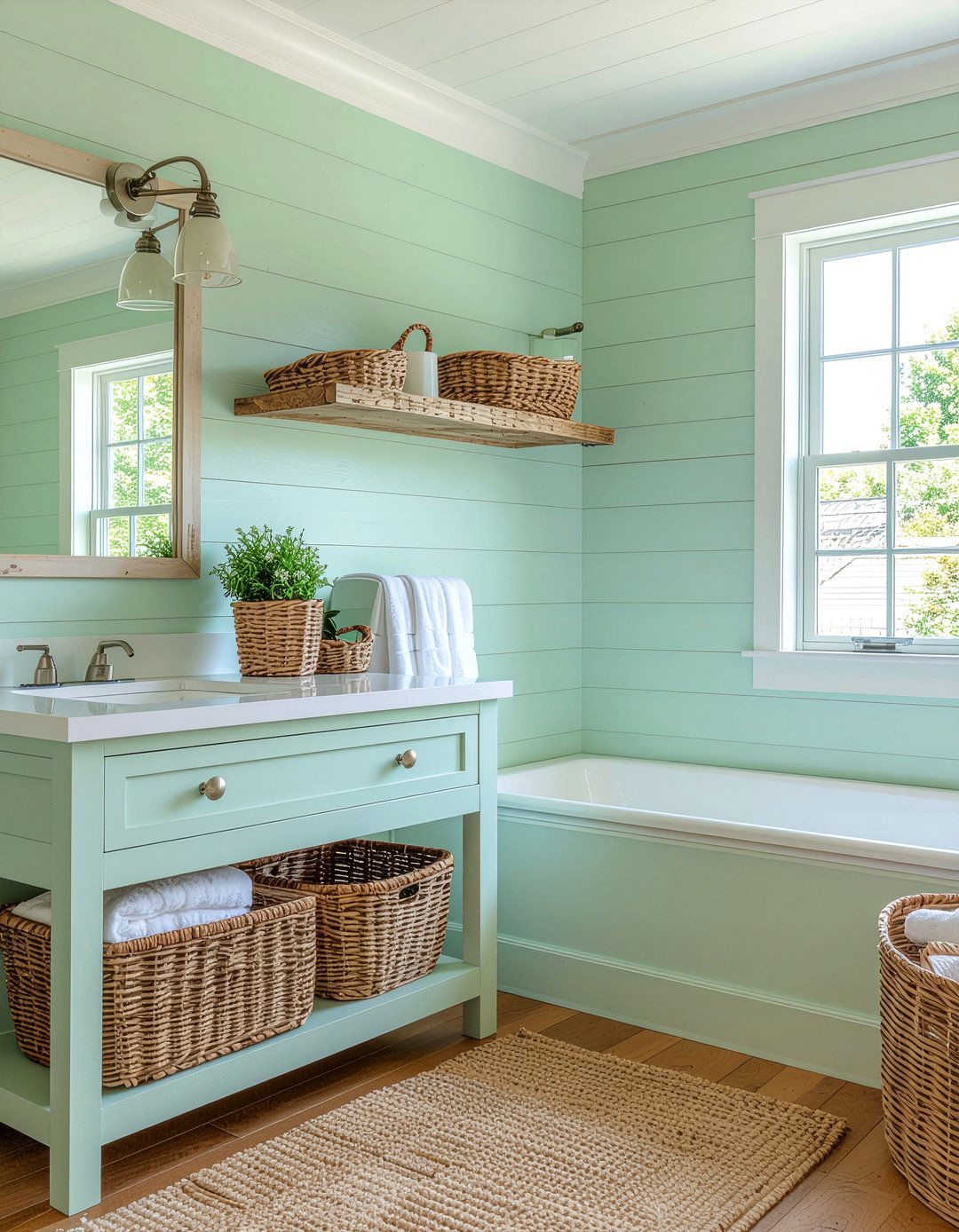 Mint green shiplap bathroom - 30 mint green bathroom ideas